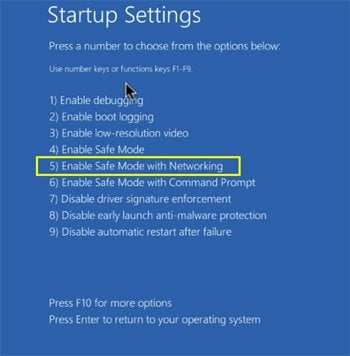 windows 10 veilie modus met netwerk
