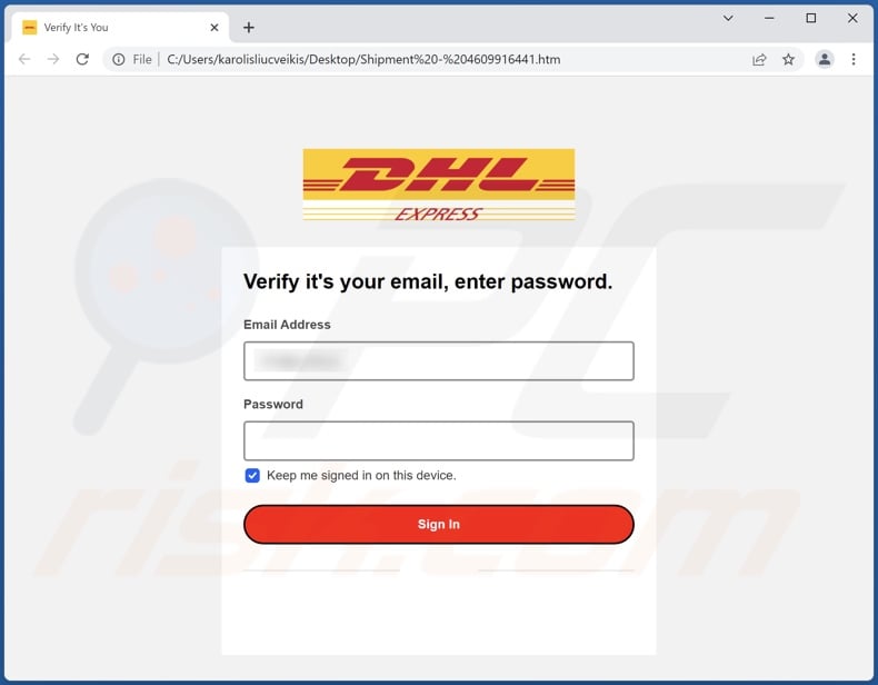 Phishingbijlage verspreid via DHL-spamcampagne met verzendgegevens (4609916441.html)