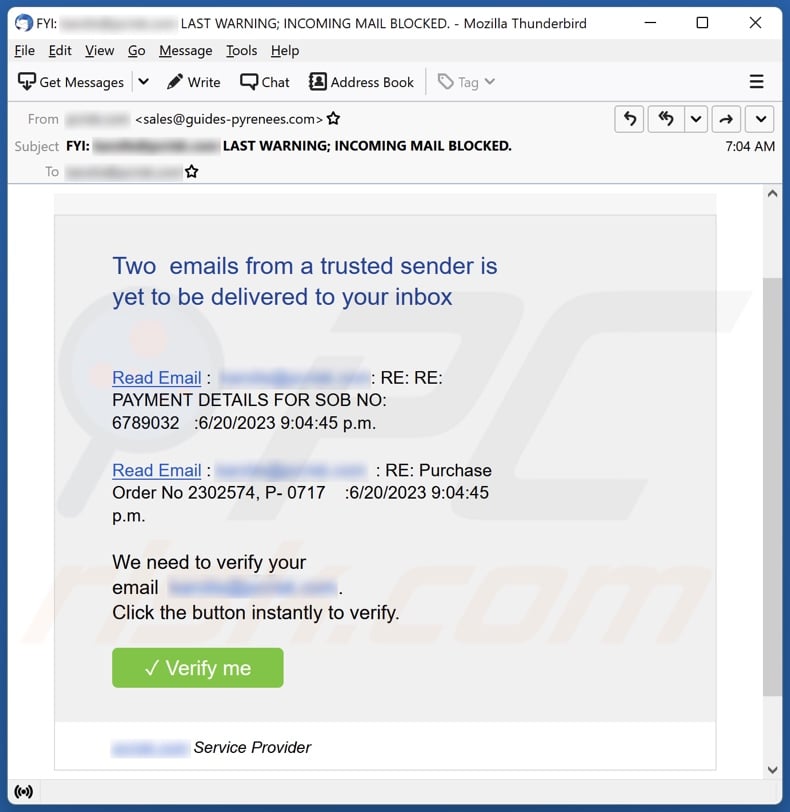 Emails From A Trusted Sender spam e-mailcampagne