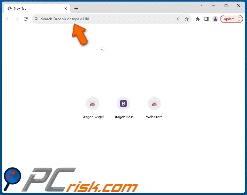 Dragon Angel browser hijacker dragonboss.solutions leidt om naar search.yahoo.com