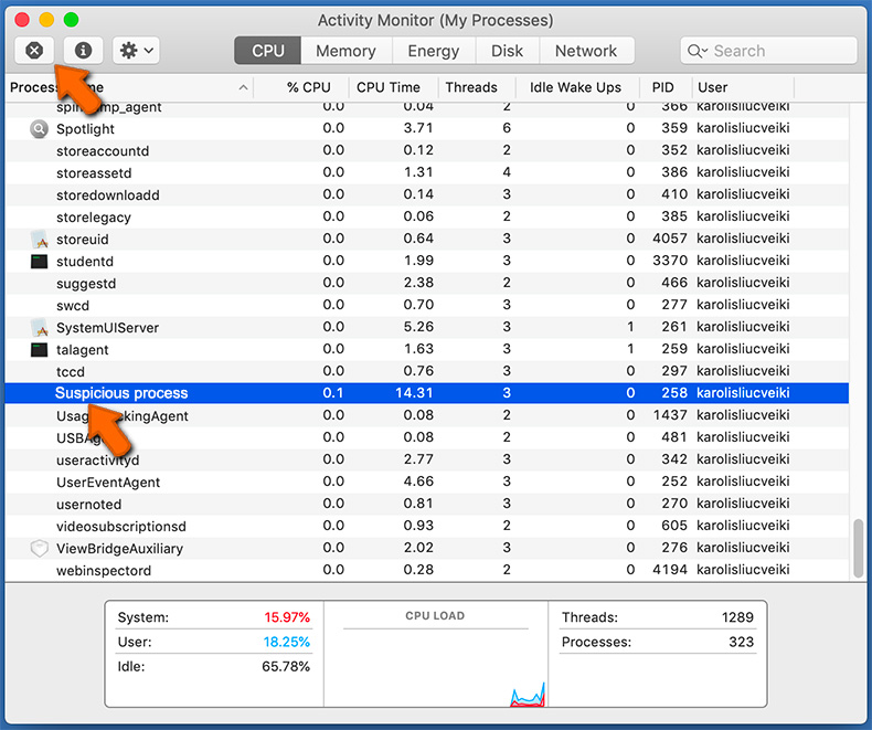 how to find malware in activity monitor