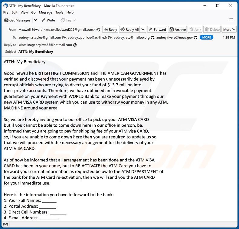 ATM Card Email Scam (2024-03-15)