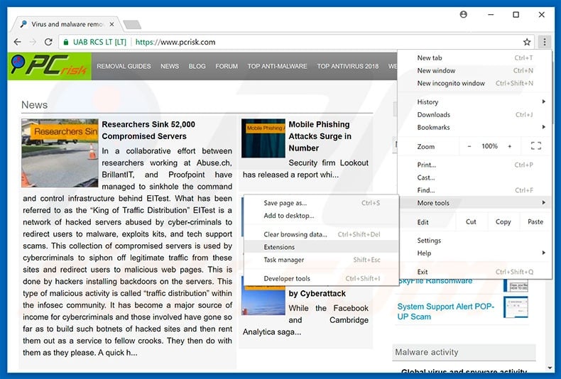 Verwijder frauduleuze extensies uit Google Chrome stap 1