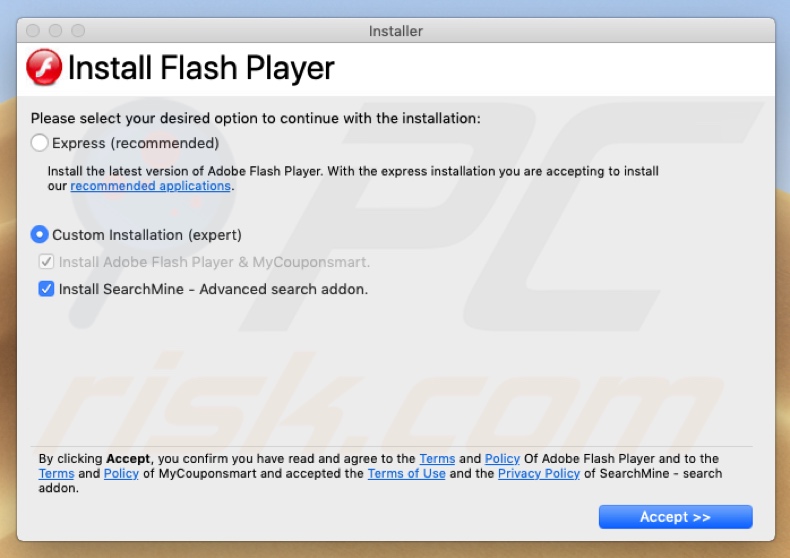 There is a new Codec Pack version-oplichting valse flash update installatie