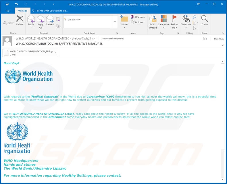 World Health Organization (WHO) e-mail tweede variant