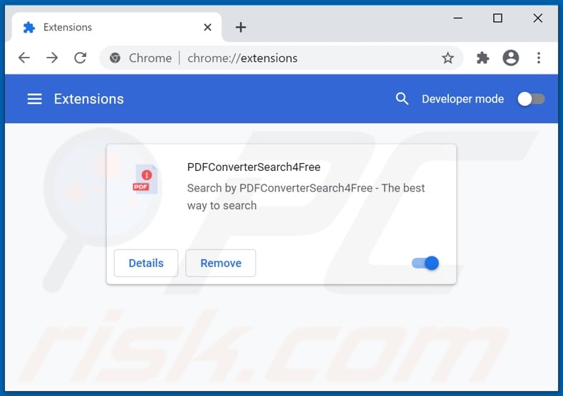 Removing pdfconvertersearch4free.com related Google Chrome extensions