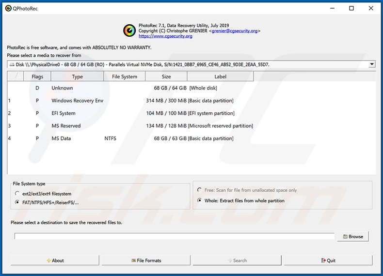 PhotoRec-herstelprogramma voor Stop/Djvu-ransomware