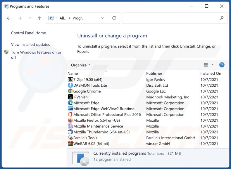 history-cleaner.xyz browser hijacker verwijderen via Configuratiescherm