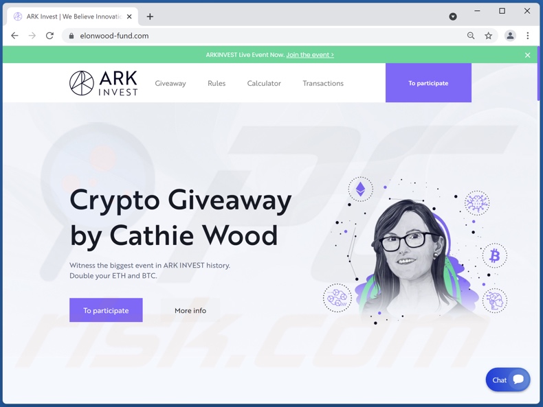 ARK Invest Crypto Giveaway oplichterij