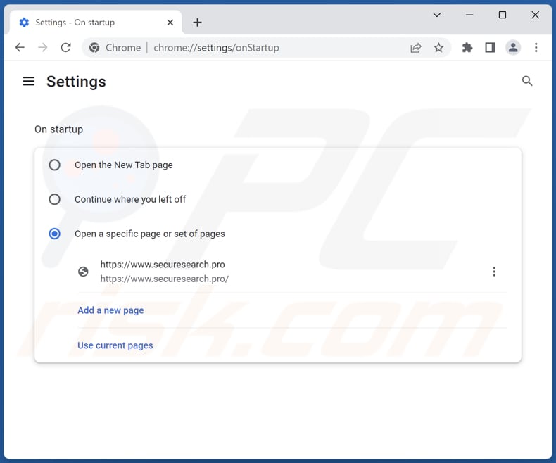 Securesearch.pro verwijderen uit de startpagina van Google Chrome