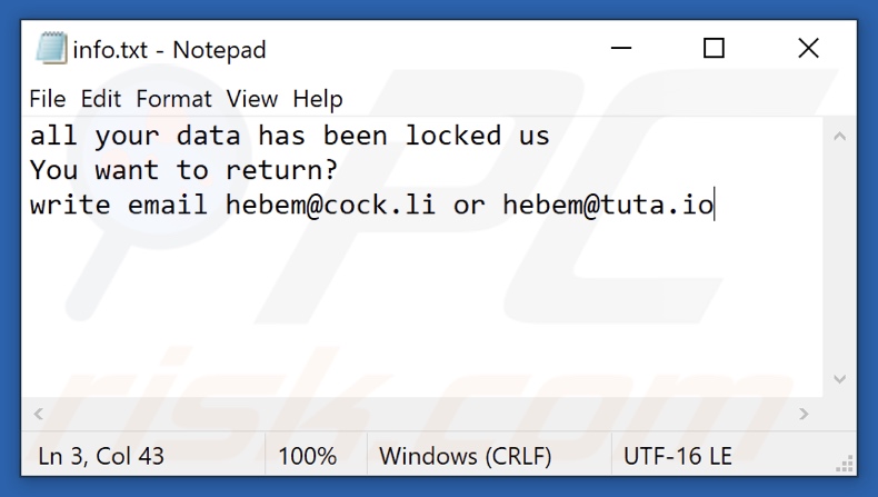 HBM ransomware text file (info.txt)