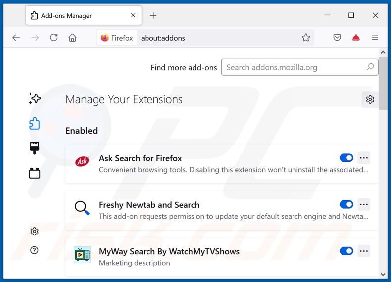 Aan search-content.com gerelateerde Mozilla Firefox-extensies verwijderen