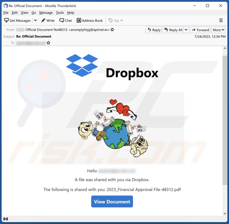 A File Was Shared With You Via Dropbox spam e-mailcampagne