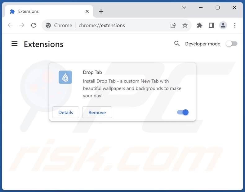 Search.droptab.net gerelateerde Google Chrome-extensies verwijderen