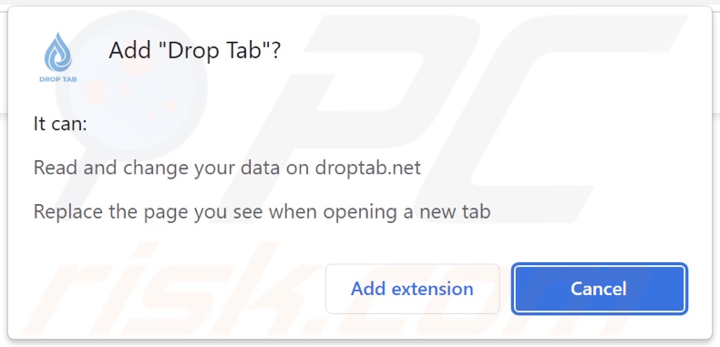 Drop Tab browser hijacker vraagt om toestemming