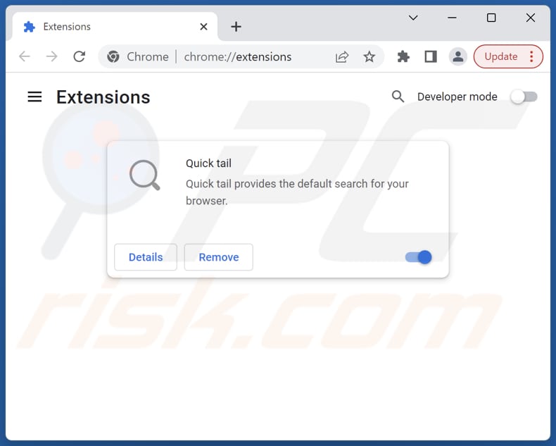 Verwijder aan tailsearch.com gerelateerde Google Chrome extensies