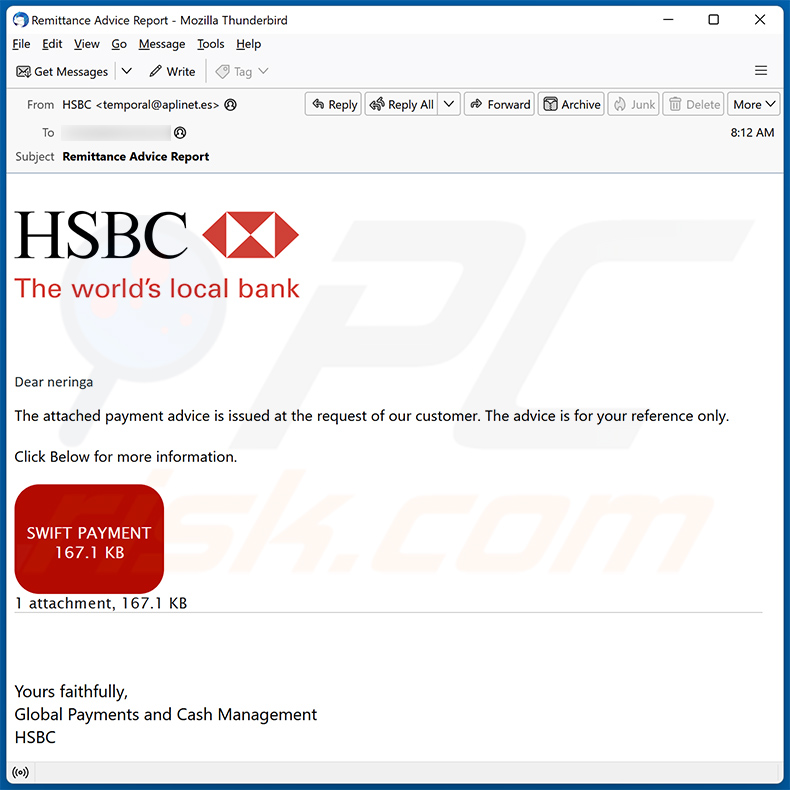 HSBC E-Payment Advice e-mailoplichting (2023-11-09)