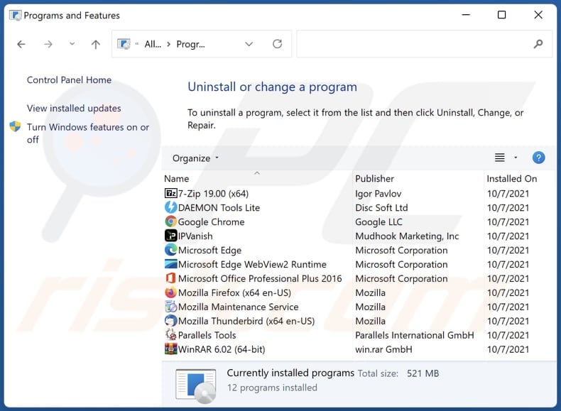 Altruistics miner verwijderen via Configuratiescherm