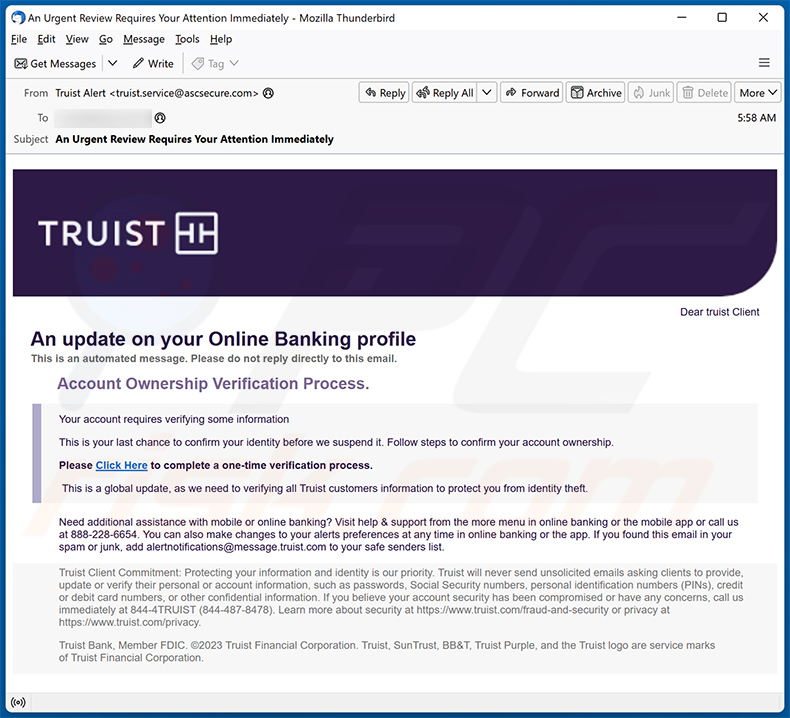 Truist Online Banking Profile e-mailoplichting (2024-01-11)