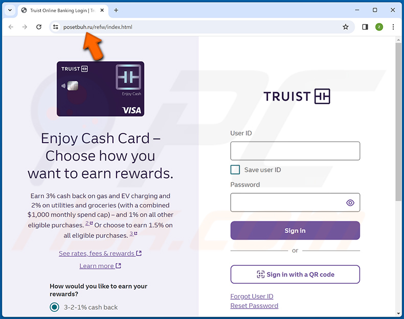 Phishingsite gepromoot via Truist Online Banking Profile scam-e-mail (2024-01-11)