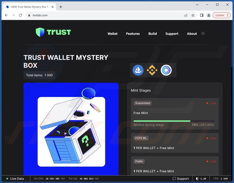 Trust Wallet Mystery Box oplichterij