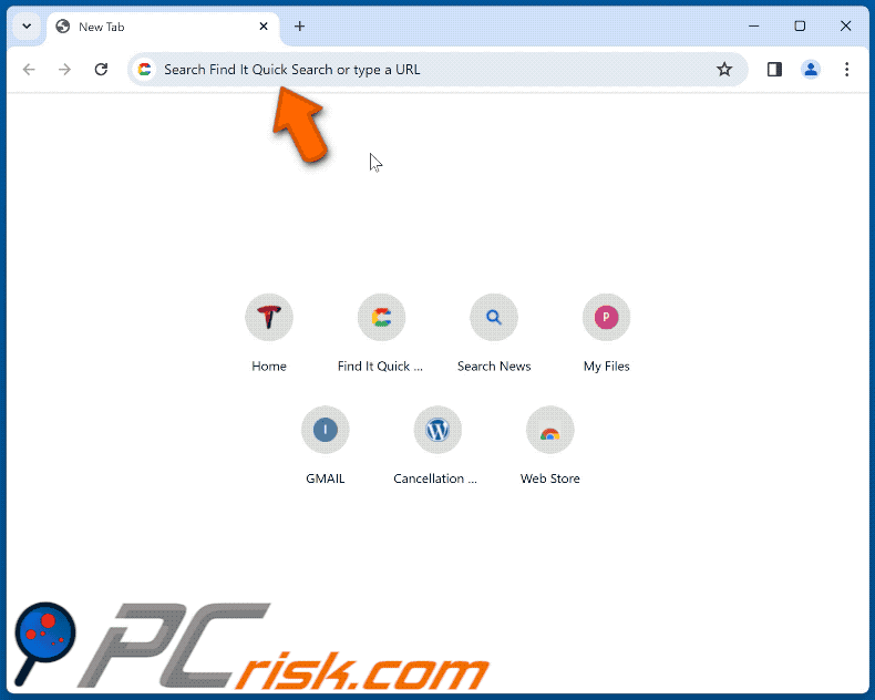 Find It Quick Search browser hijacker die doorverwijst naar finditquicksearch.com (GIF)