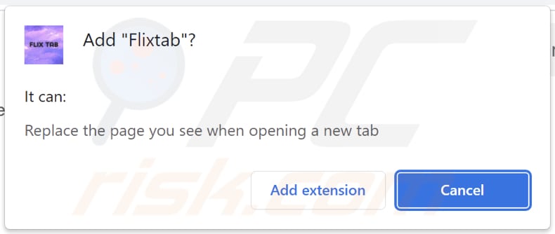 Flixtab browser hijacker vragen om toestemming