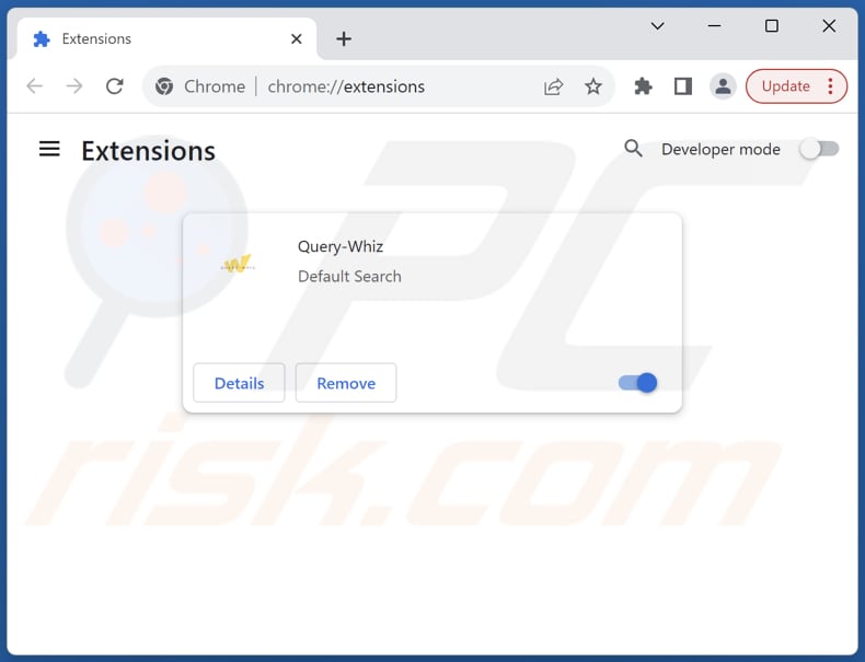 Aan query-whiz.com gerelateerde Google Chrome-extensies verwijderen