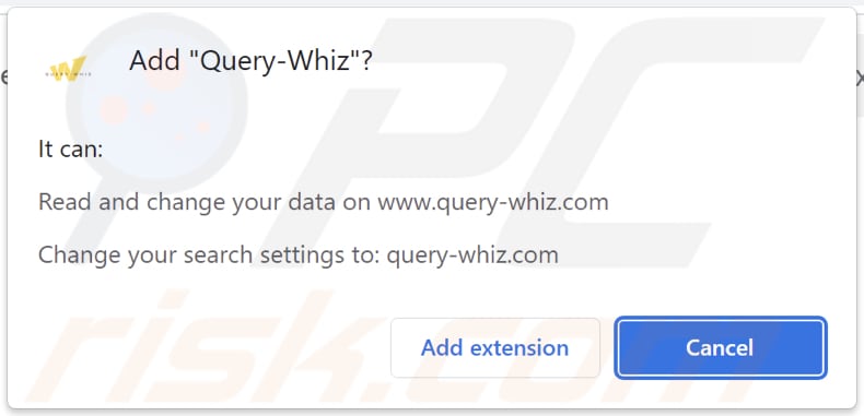 Query-Whiz browser hijacker vraagt om rechten