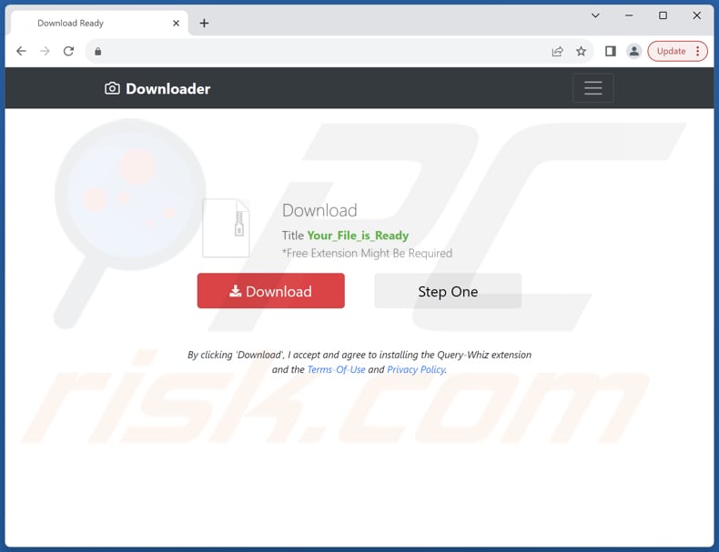 Website gebruikt om Query-Whiz browser hijacker te promoten