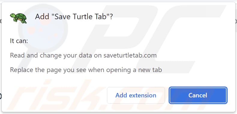 Save Turtle Tab browser hijacker vraagt om toestemming