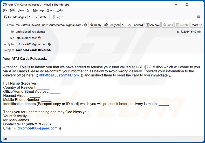 ATM Card email scam (2024-03-19)
