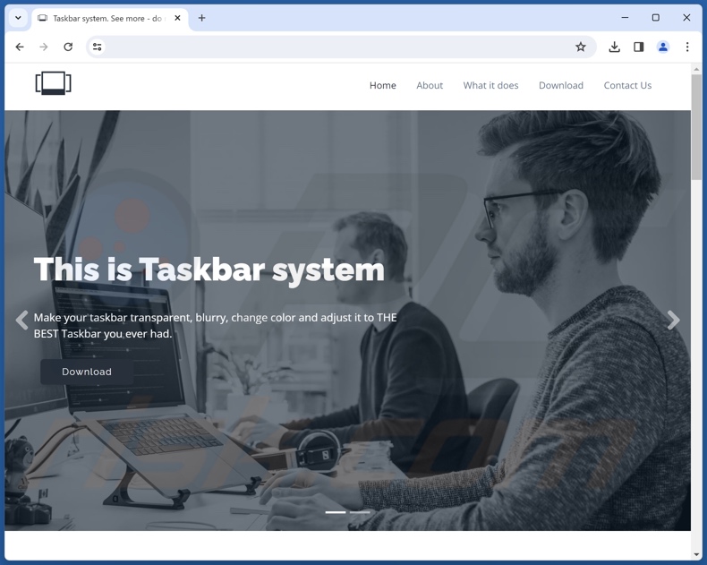 Website gebruikt om Taakbalksysteem PUA te promoten