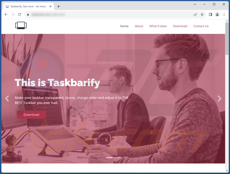 Website gebruikt om Taskbarify PUA te promoten