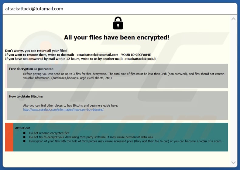 ATCK ransomware pop-up losgeldbrief