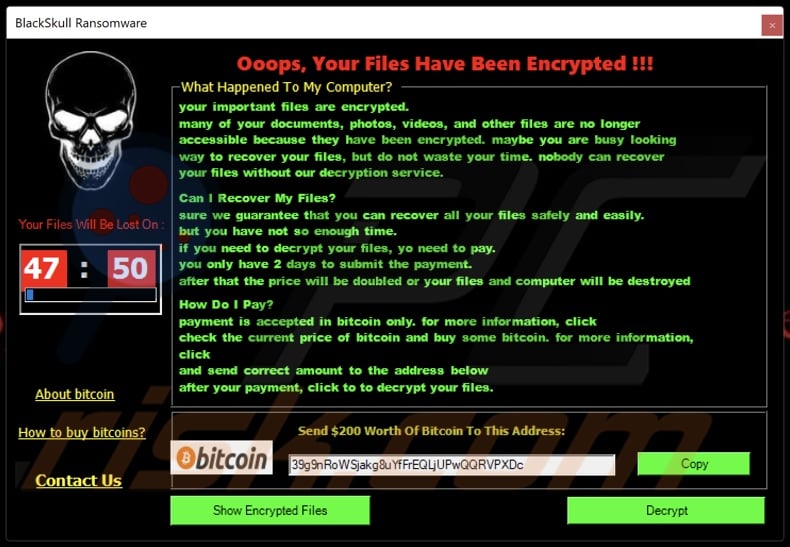 BlackSkull ransomware losgeldbrief (pop-up)