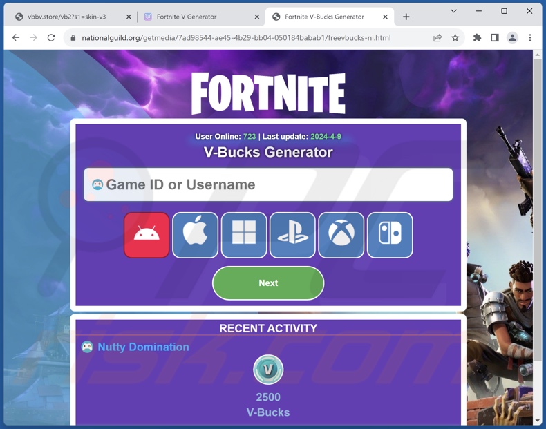 Fortnite V-Bucks Generator oplichterij