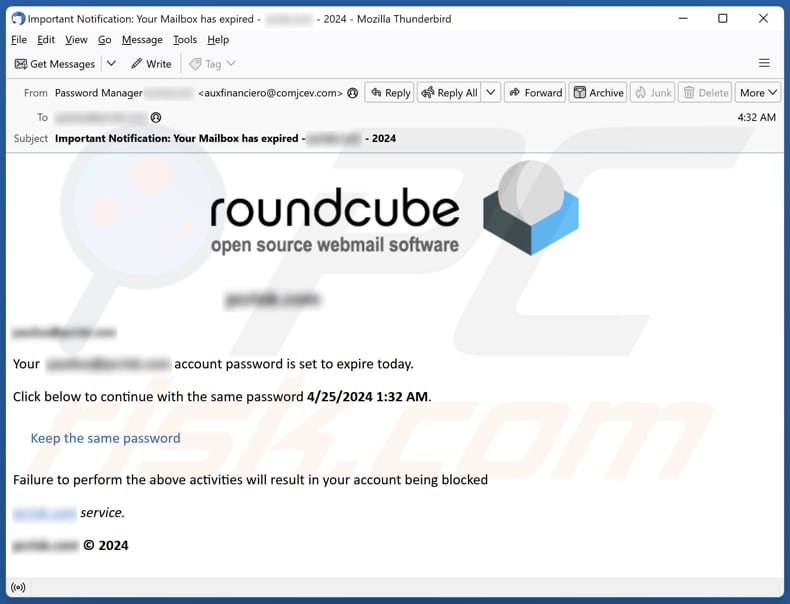 Roundcube Password Set To Expire spam e-mailcampagne