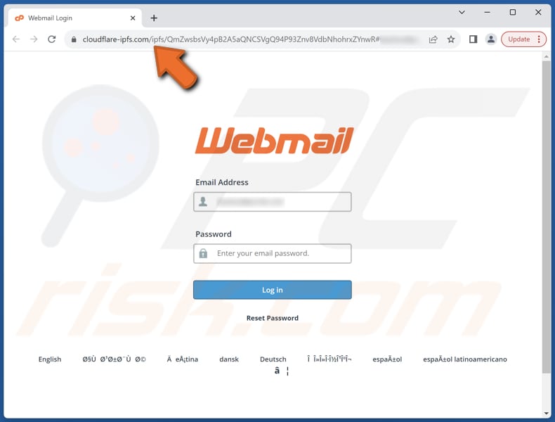 Roundcube Password Set To Expire e-mail scam phishing pagina