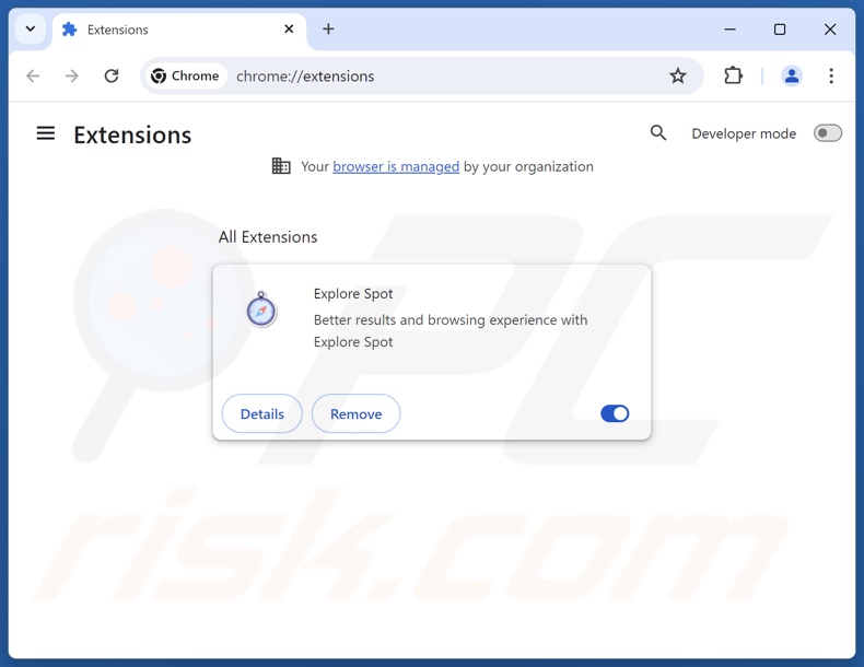 Verwijderen van explorespot.io gerelateerde Google Chrome-extensies