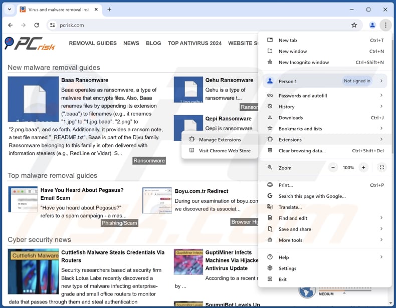 Guardian Angel browser hijacker verwijderen uit Google Chrome stap 1