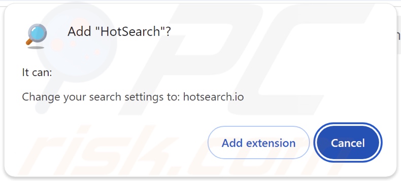 HotSearch Browser hijacker vraagt om toestemming