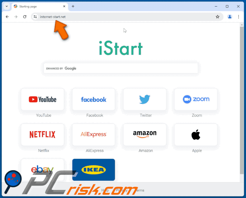 internet-start.net doorsturen (GIF)