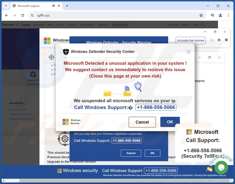 Microsoft Detected A Unusual Application In Your System oplichterij