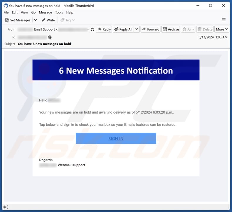 New Messages Notification spam e-mailcampagne