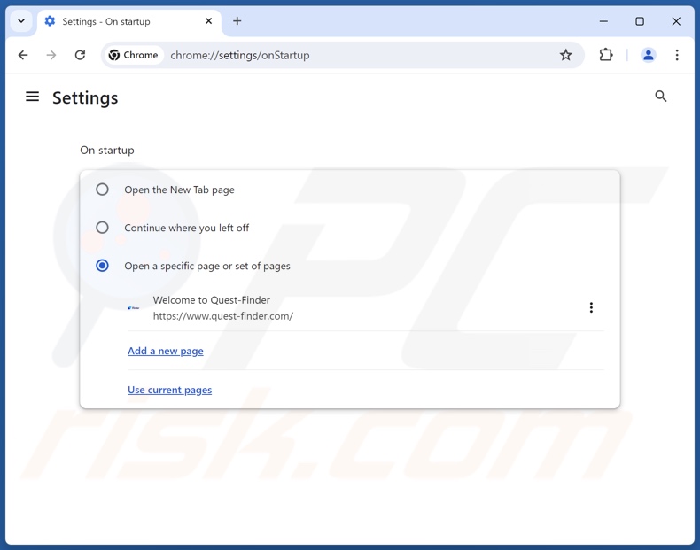Quest-finder.com verwijderen uit de startpagina van Google Chrome