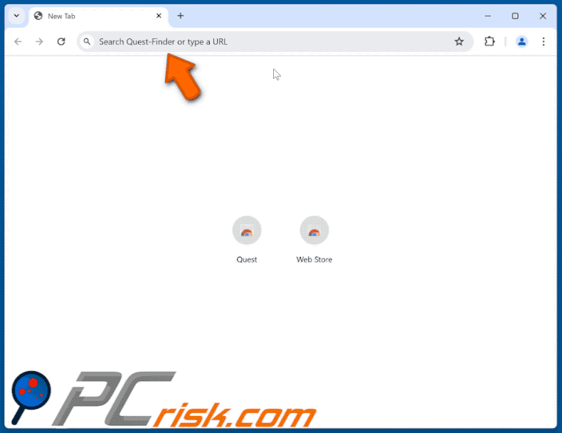 Quest-Finder browser hijacker leidt om naar Bing (GIF)
