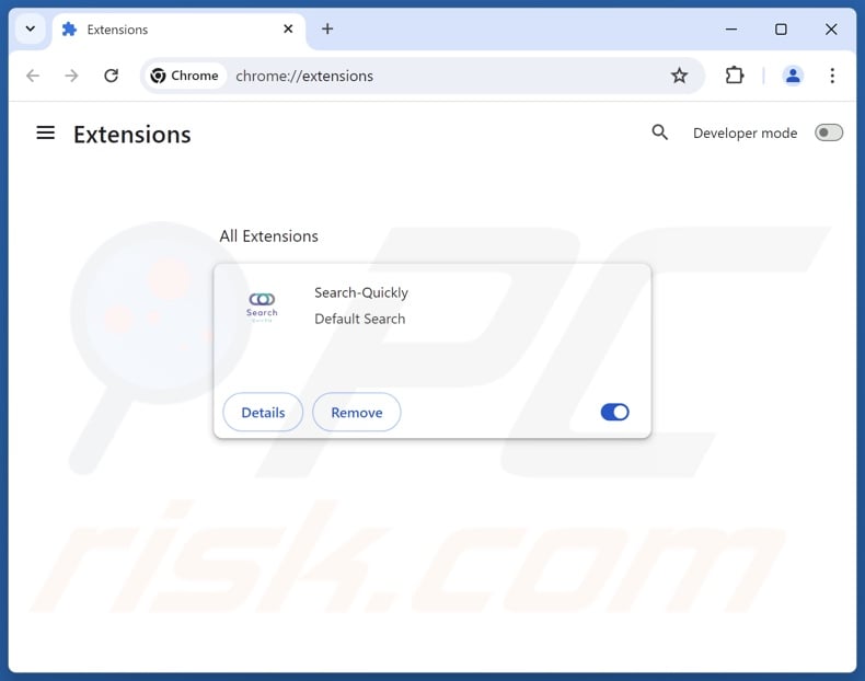 Aan search-quickly.com gerelateerde Google Chrome-extensies verwijderen