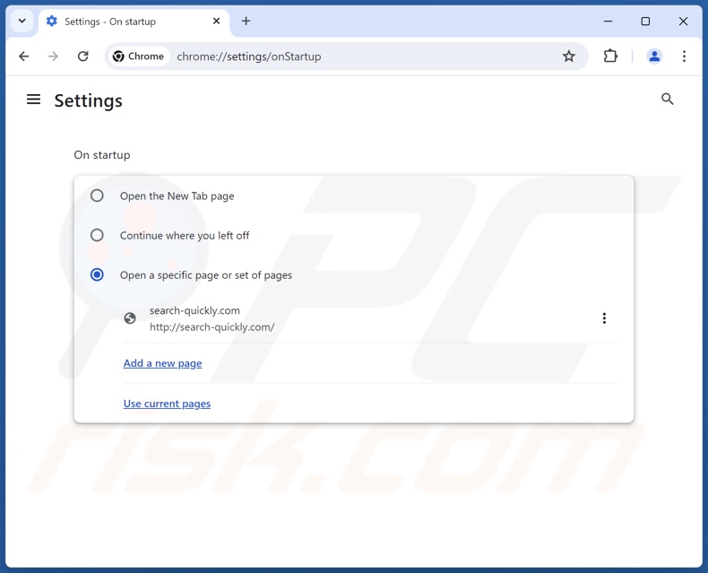 Search-quickly.com verwijderen uit de startpagina van Google Chrome