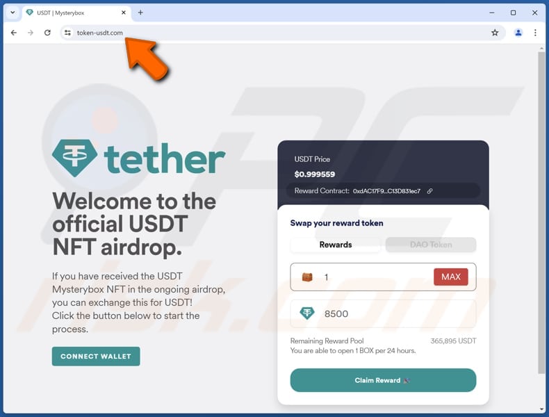 USDT NFT Airdrop oplichterij